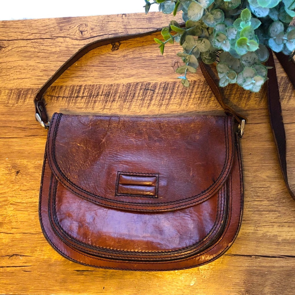 Distressed Leather Cross-Body Bag